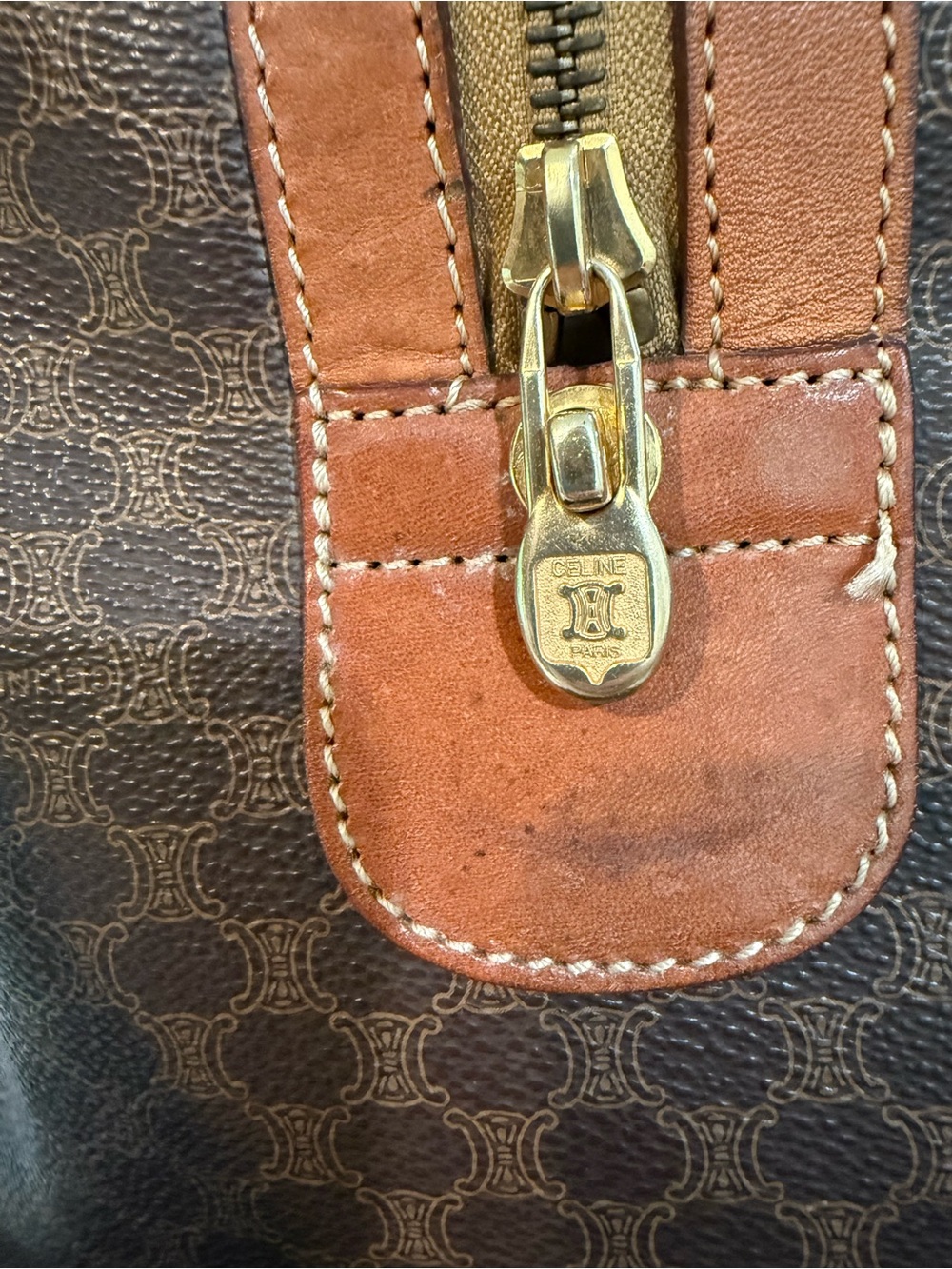 Vintage CELINE Macadam Boston Bag PVC Leather Weekender Travel Bag Ital - Picture 5 of 16